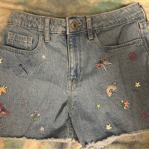 GAP Kids Embroidered Denim Shorts - Blue